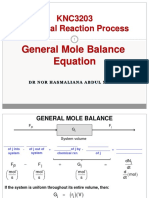 General Mole Balance Equation