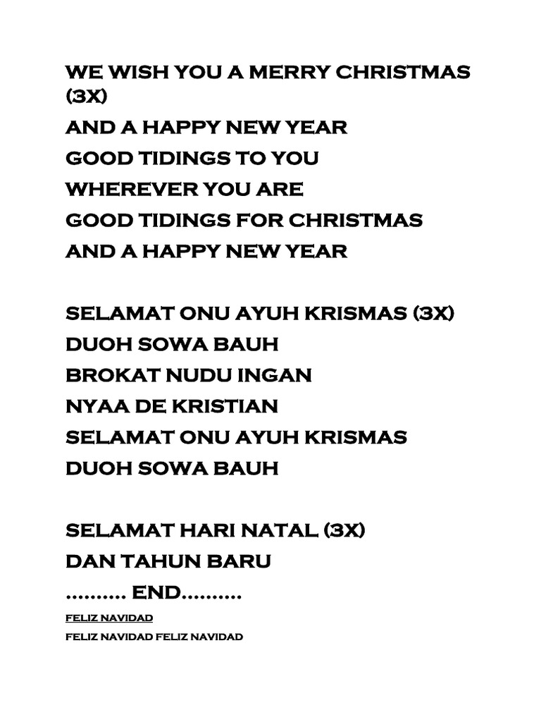 We Wish You A Merry Christmas Lirik