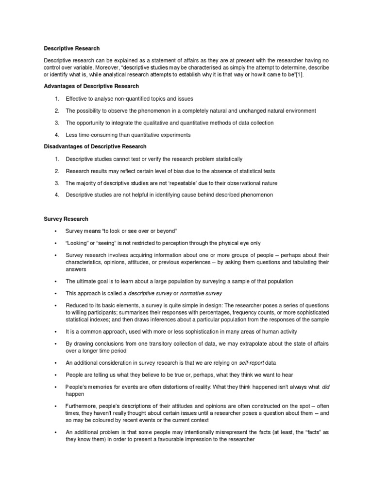 Descriptive Research | Survey Methodology | Question | Free 30-day ...