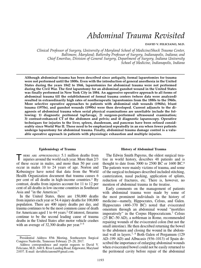 Abdominal Trauma Revisited | PDF | Major Trauma | Clinical Medicine