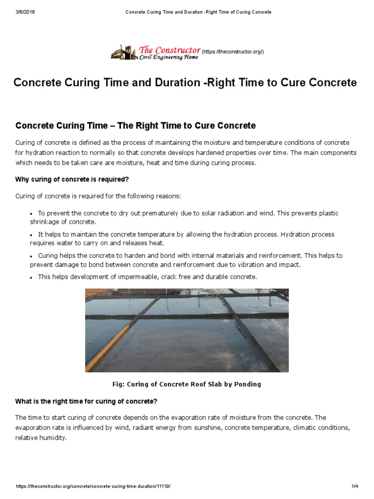 Concrete Curing Time and Guidelines | PDF | Evaporation | Concrete