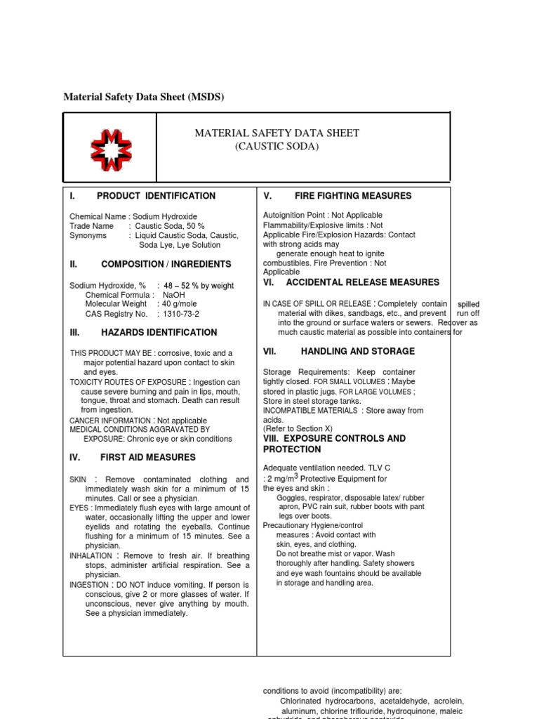 Naoh Msds SODIUM HYDROXIDE 0.4mol/L (0.4N) SOLUTION MSDS | CAS MSDS