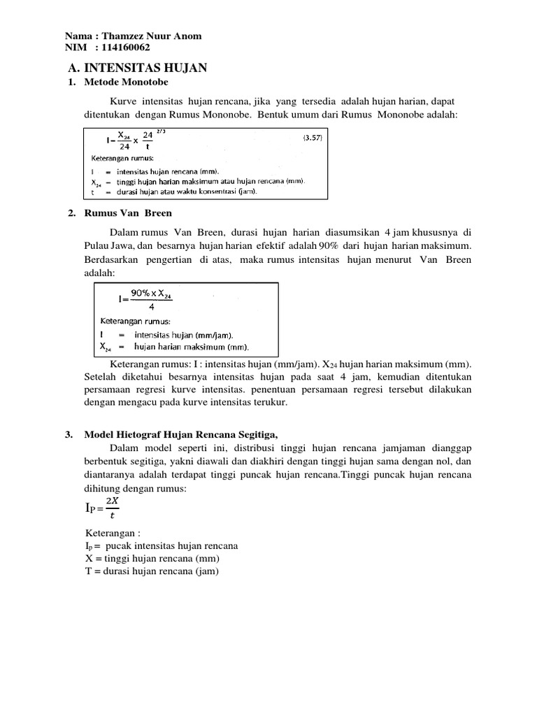Rumus Intensitas Hujan Mononobe | PDF