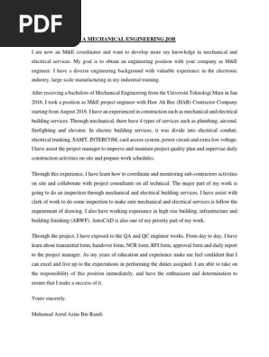 Cover Letter for Job Application