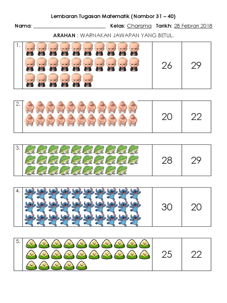 Lembaran Tugasan Matematik 21 30 Pdf