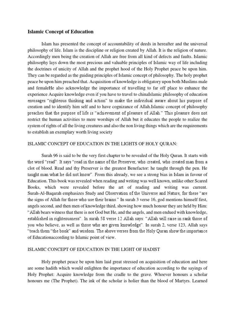 Islamic Concept Of Education Philosophy Of Education Meaning Of Life