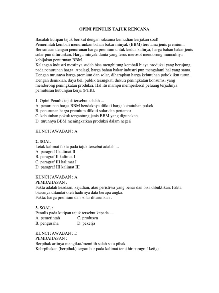 Keberpihakan Tajuk Rencana