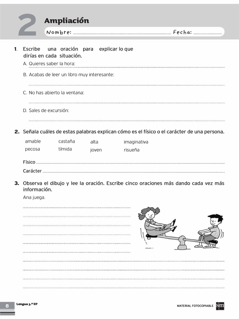 3 Primaria Lengua SM Tema 2 Ampliación | PDF