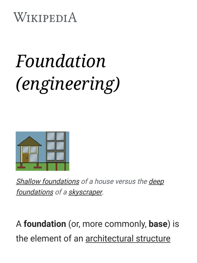 Foundation (Engineering) Wikipedia PDF Foundation (Engineering