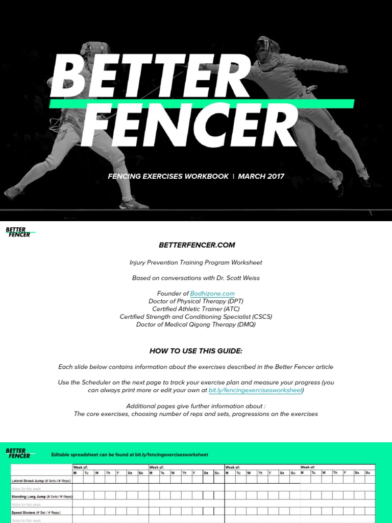 Fencing Exercises Workbook PDF Anatomical Terms Of Motion Fencing