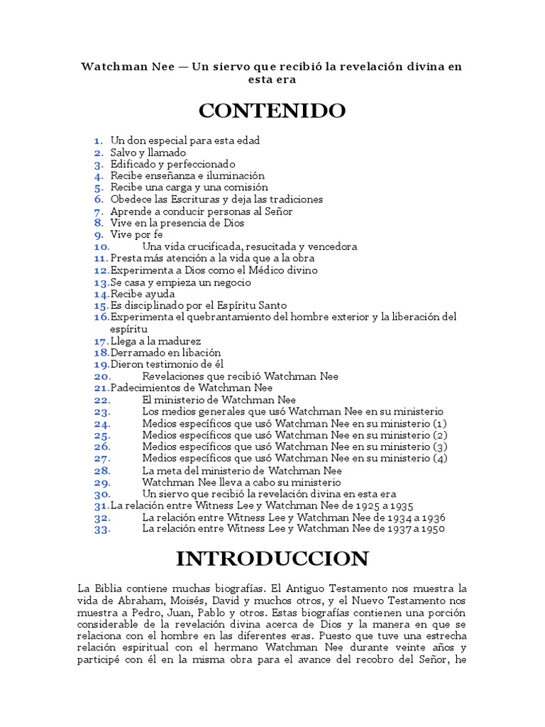 Vida y ministerio de Watchman Nee | PDF | Biblia | Dios en el cristianismo