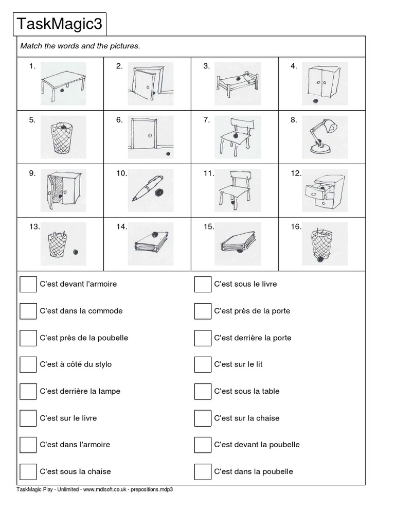 Exercice Anglais 6ème Préposition De Lieu Pdf