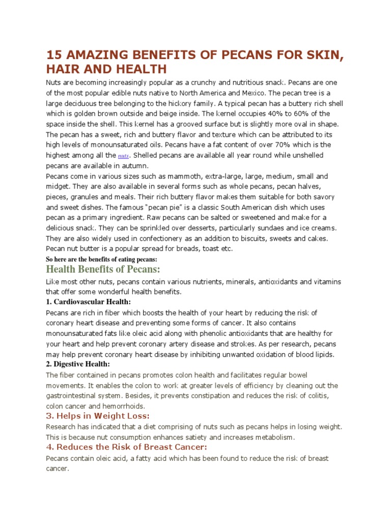 15 Amazing Benefits of Pecans For Skin, Hair and Health PDF Inflammation Colorectal Cancer