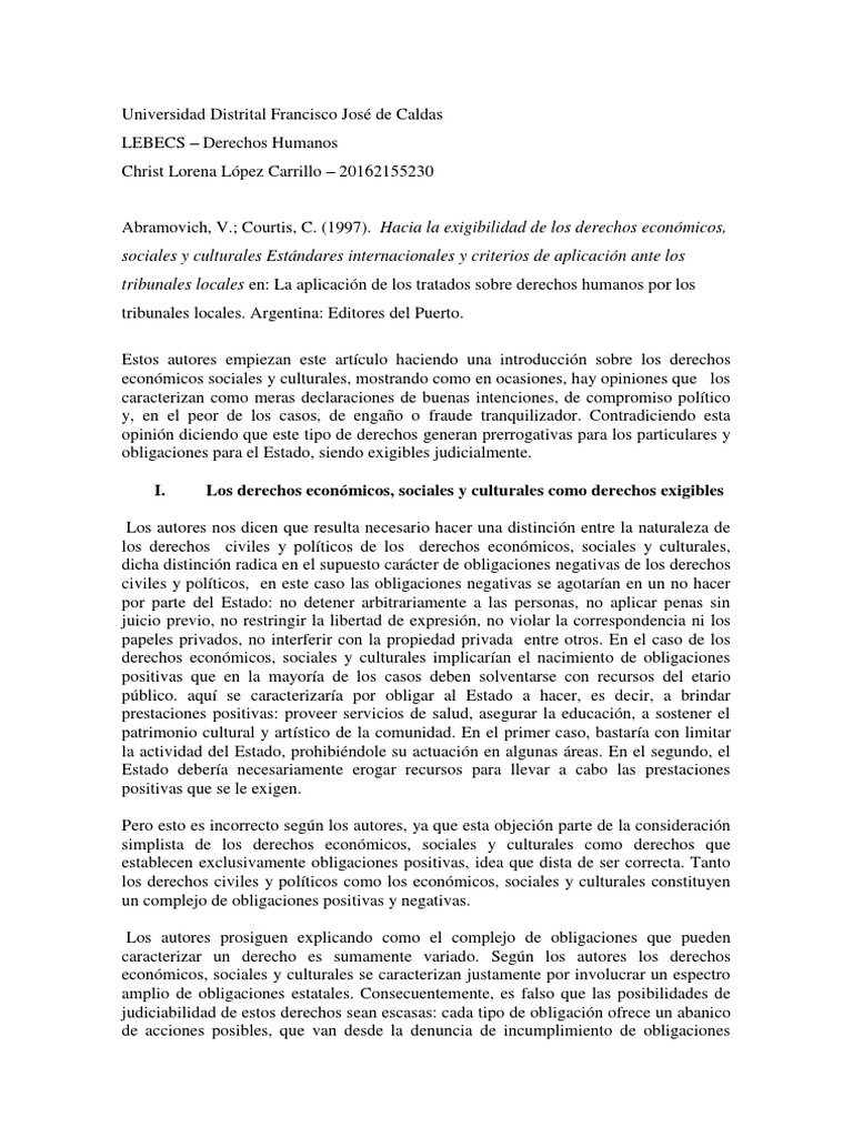 Exigibilidad de Derechos Económicos y Sociales | PDF | Derechos
