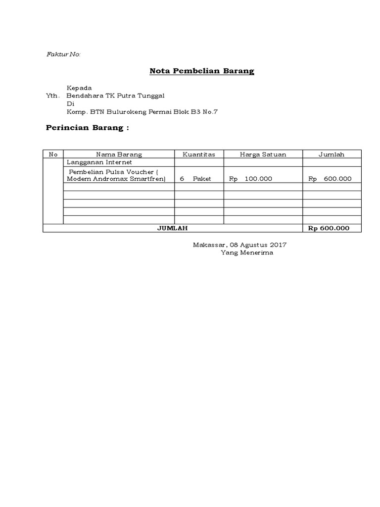 Contoh Nota Yang Bisa Di Edit / 20 Contoh Dan Template