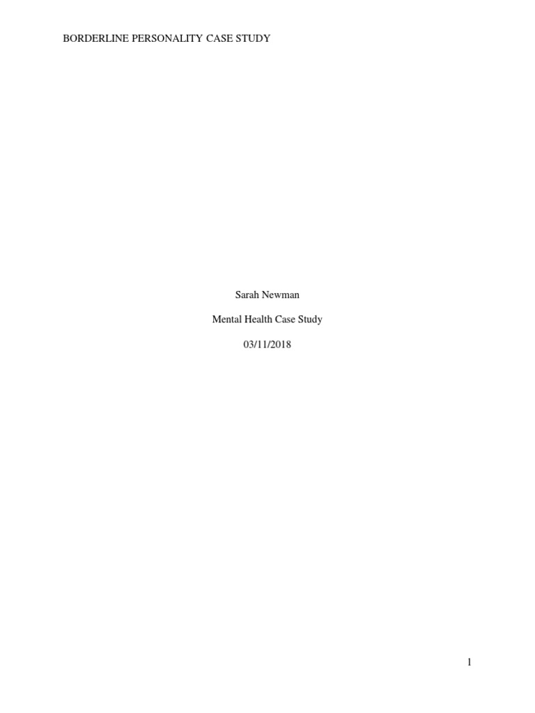 Mental Health Case Study | PDF | Borderline Personality Disorder | Self ...