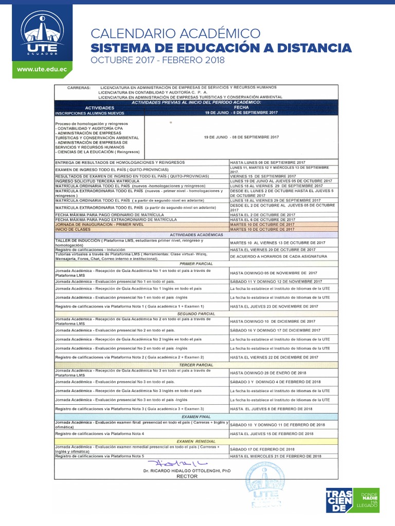 Calendario Ute 2017-2018 | PDF