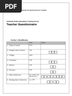 World Bank Teacher Quality Questionnaire