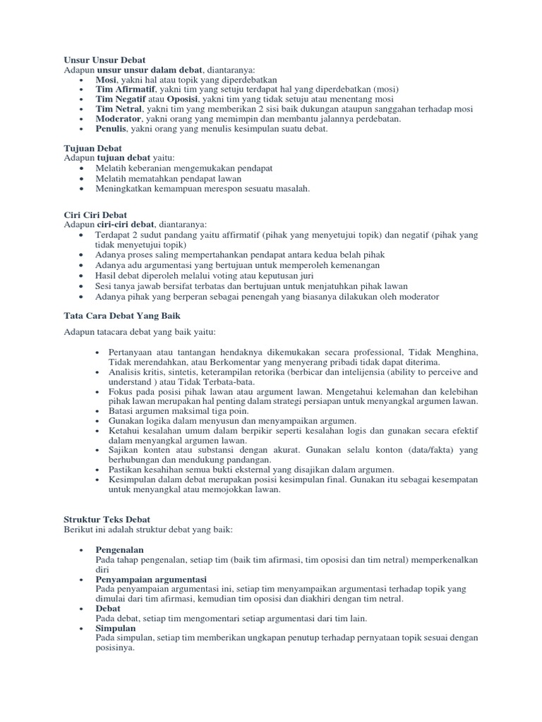 Unsur Unsur Debat Pdf