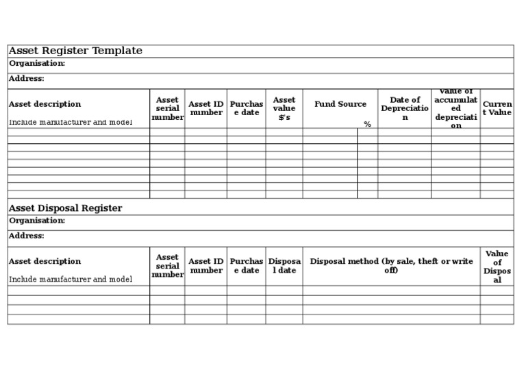 Asset Register Template Overview | PDF