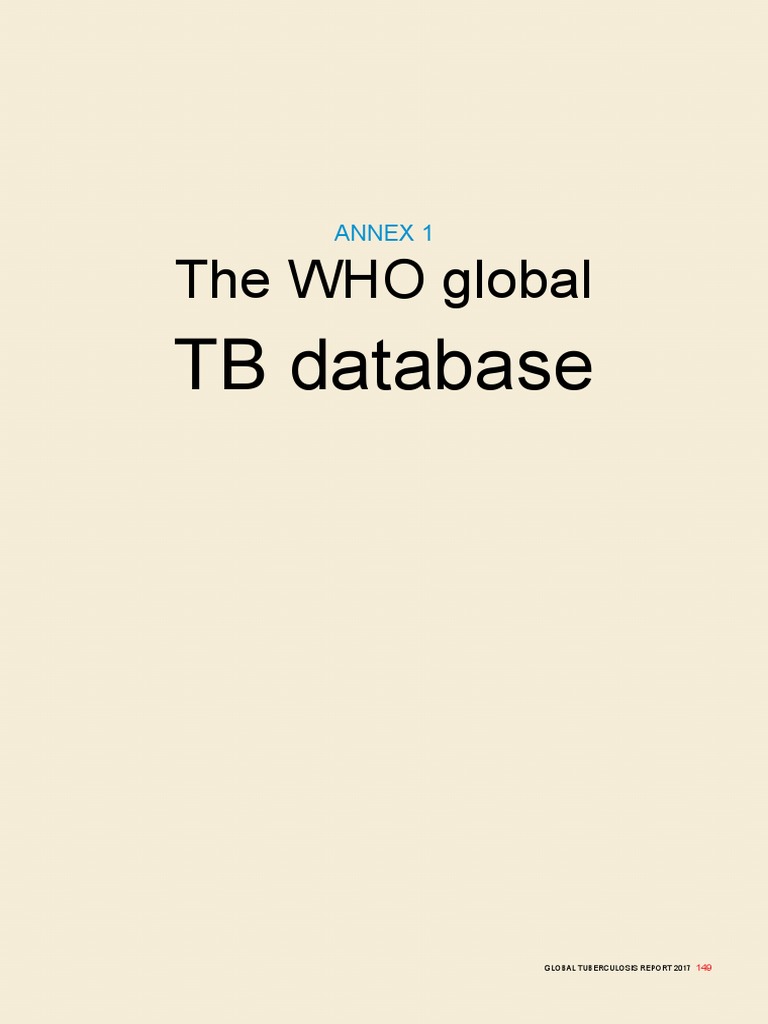 Global TB Database Overview 2017 | PDF | Tuberculosis | World Health ...