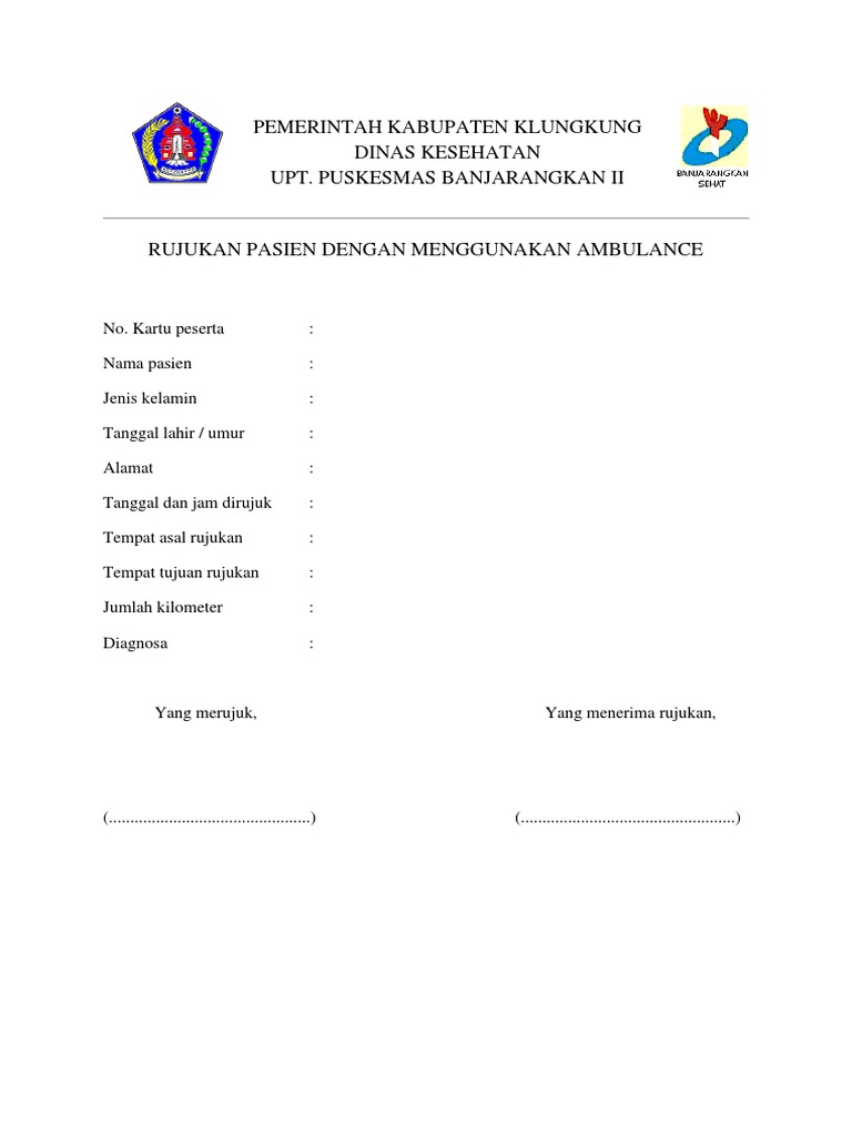 Formulir Rujukan Pasien Ambulans | PDF