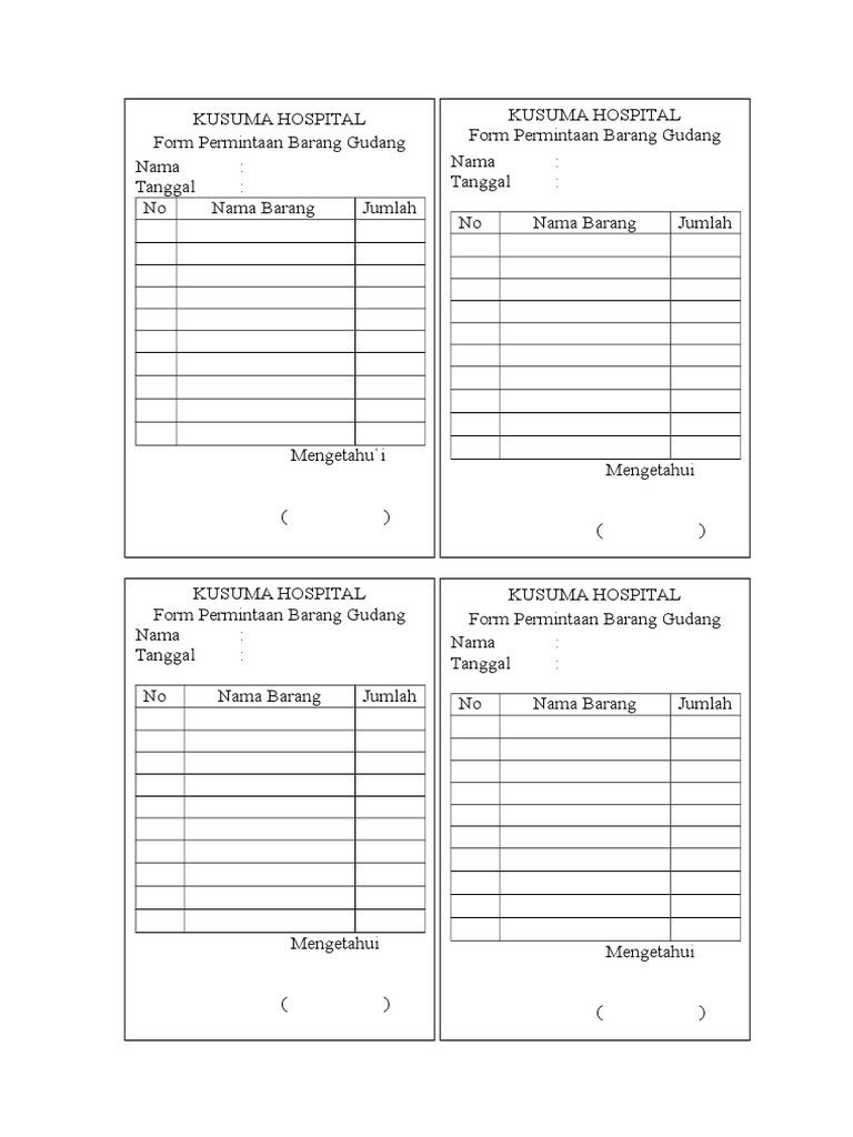 Pengajuan Form Permintaan Barang - Guru Paud