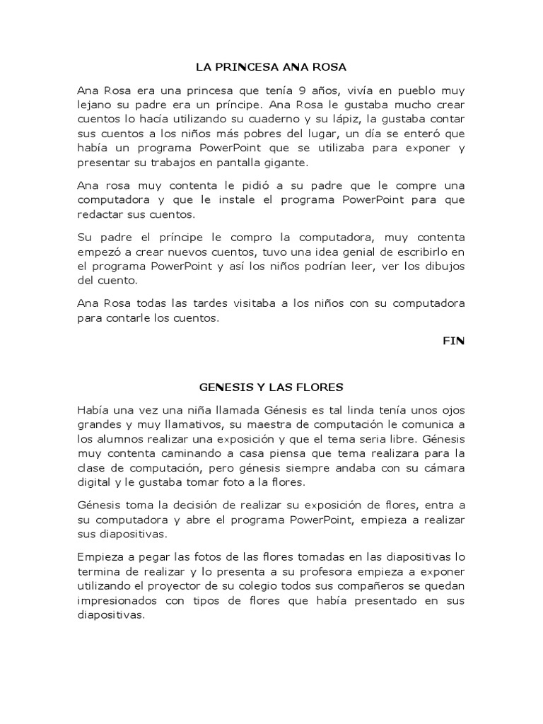 Cuentos de Ana Rosa y Génesis | PDF