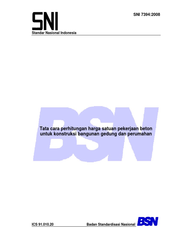 SNI 7394 2008 HSP Beton PDF | PDF