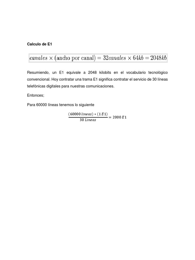 Cálculo de E1 y su equivalencia | PDF