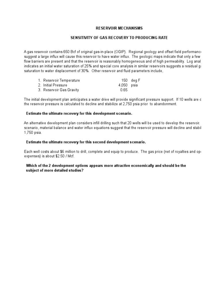 Problem 12-1 Water Drive Gas Reservoirs | PDF