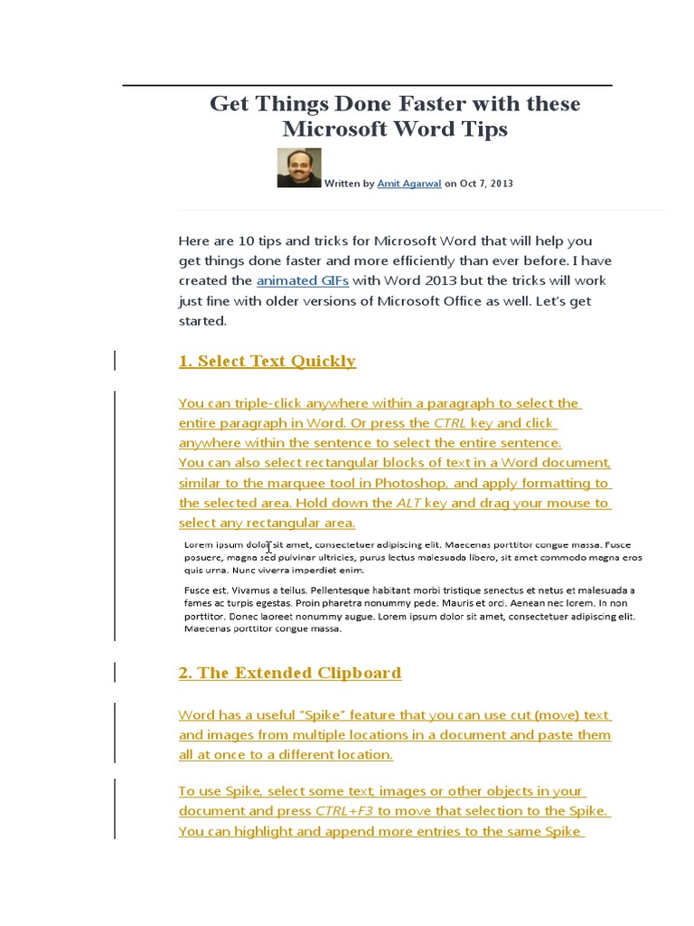 Get Things Done Faster With These Microsoft Word Tips | PDF | Microsoft ...
