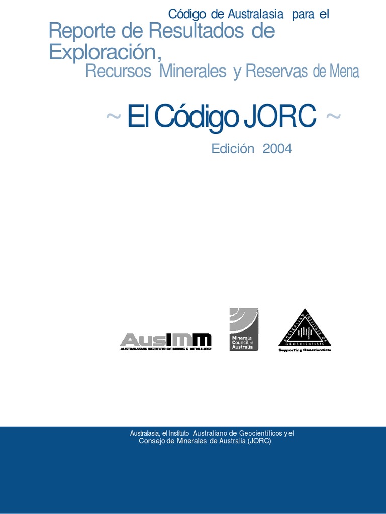 Código JORC 2004: Estándares de Minería | PDF | Minería | Minerales