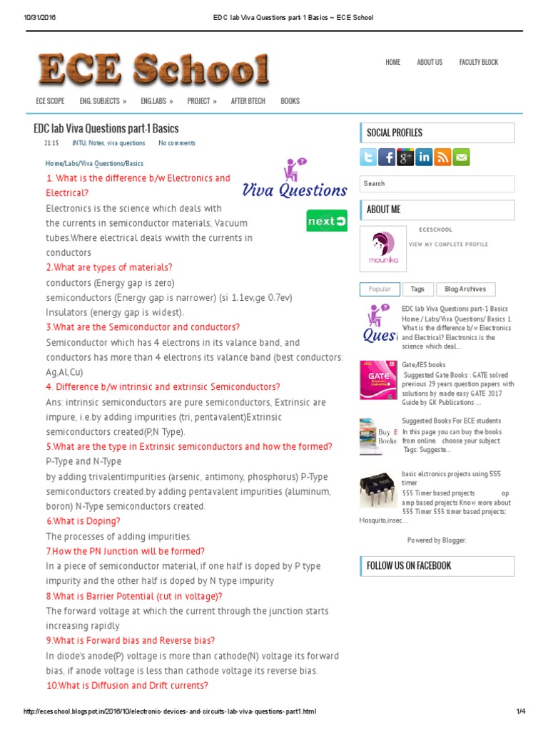 Edc Viva Questions PDF Bipolar Junction Transistor Field Effect