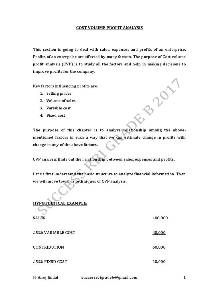 Cost Volume Profit Analysis | PDF | Market (Economics) | Business Economics