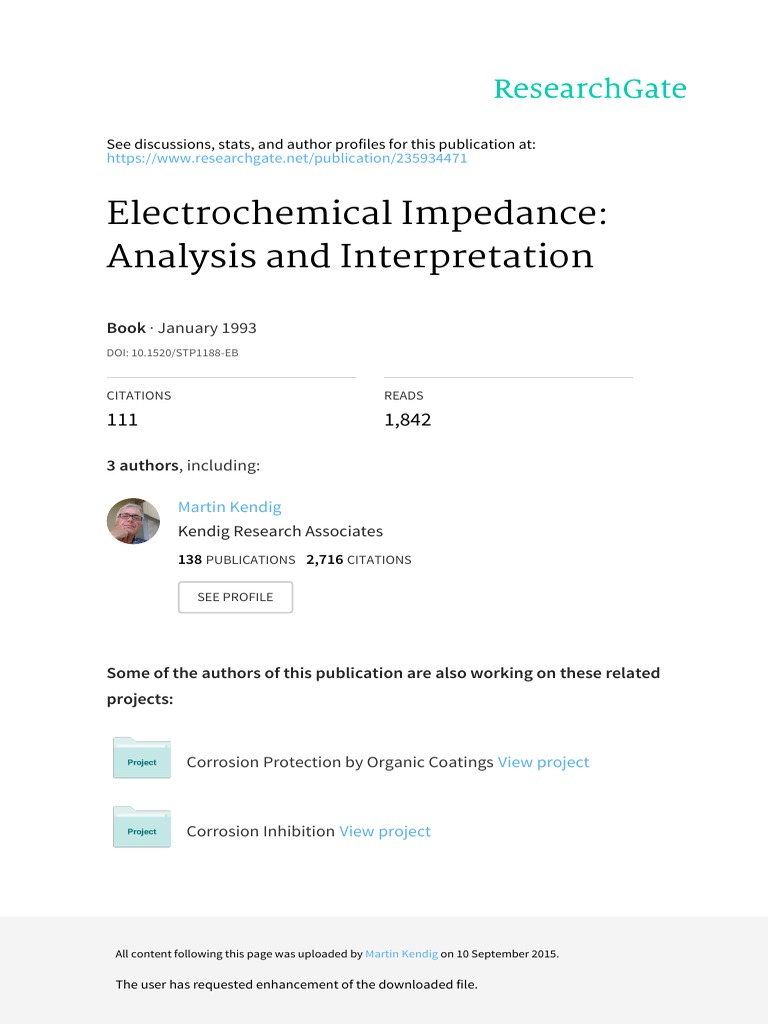 Electrochemical Impedance Analysis and Interpretat PDF Corrosion Electrochemistry