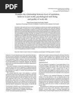 Examine The Relationship Between Level of Aspiration Belives in Just World Psyhological Well-Being and Quality of Live