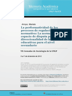 La Performatividad de Los Procesos de Regulacion Normativa. Arroyo Mariela (2012)