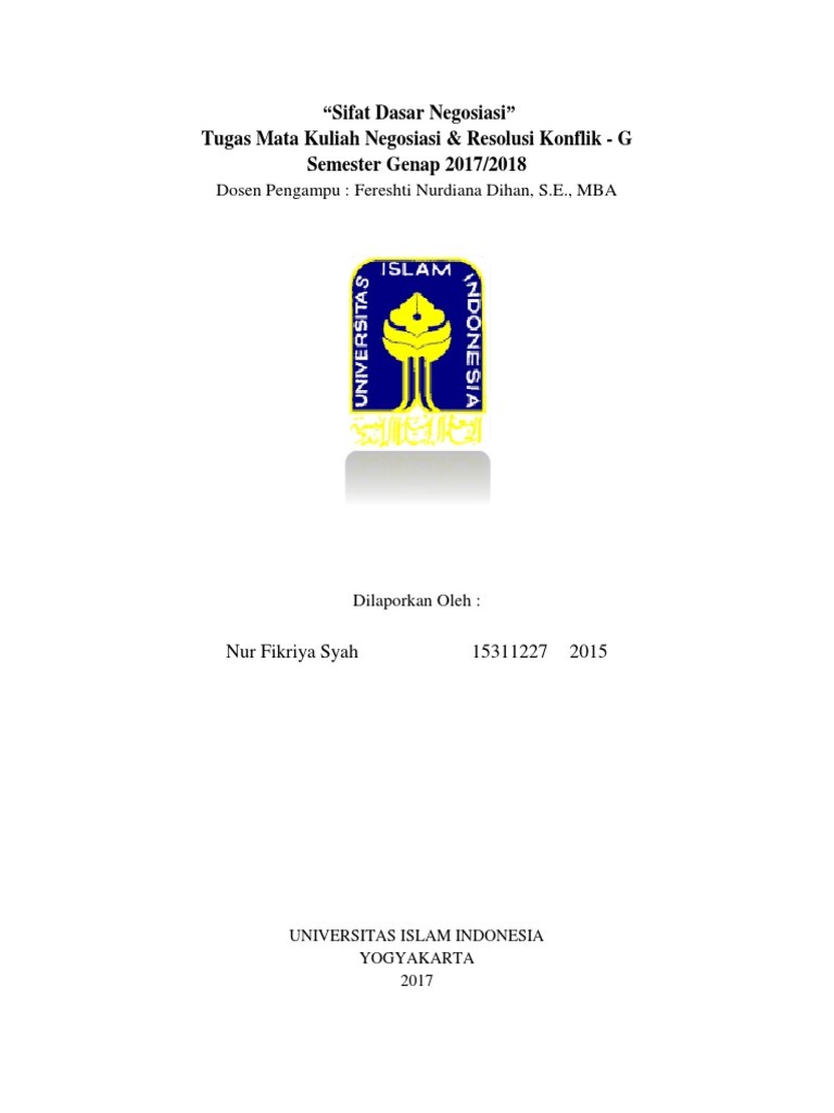Tugas Sifat Dasar Negosiasi