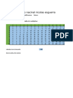 Tabla de Multiplicar Exel