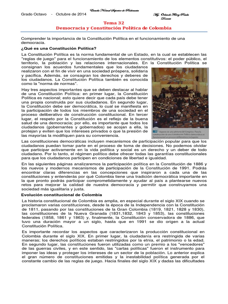 Importancia de la Constitución en Colombia | PDF | Constitución ...