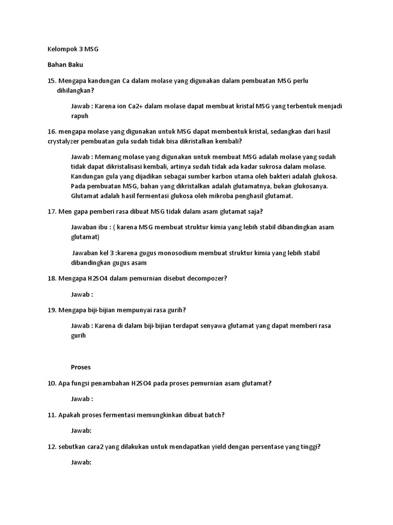 Proses dan Struktur Kimia MSG | PDF | Sains & Matematika