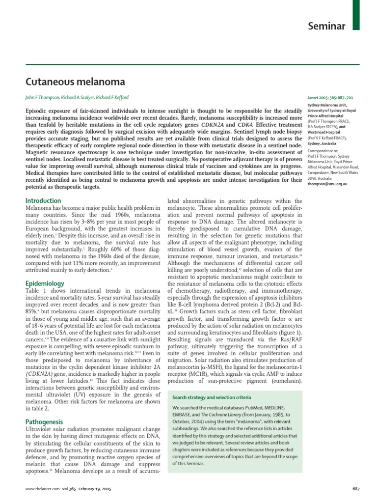 Cutaneous Melanoma | PDF | Melanoma | Metastasis