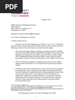 FOIA Request to FEMA, DHS, and OMB Regarding FEMA Data - October 6, 2017