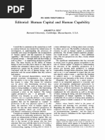 Editorial: Human Capital and Human Capability: Harvard University, Cambridge, Massachusetts, U.S.A