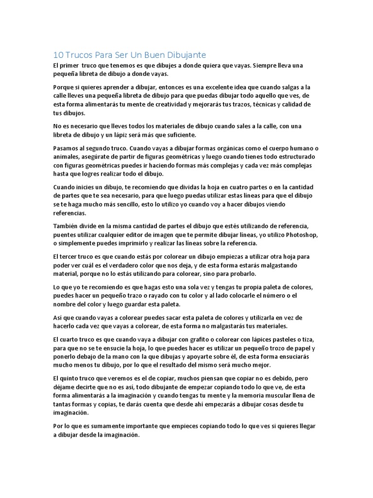 10 Trucos Para Ser Un Buen Dibujante Dibujo Lapiz