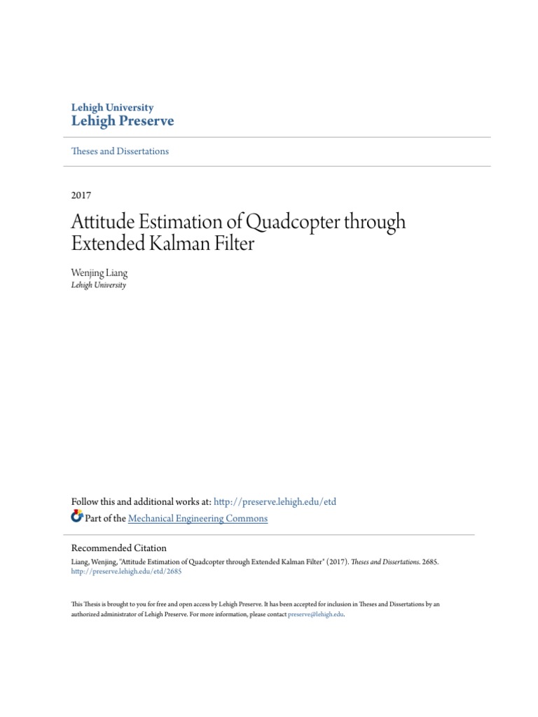 Quadcopter Attitude Estimation Thesis | PDF | Kalman Filter | Gyroscope