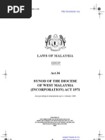 Synod of The Diocese of West Malaysia (Incorporation) Act 1971 (Act 36)