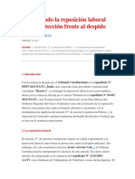 Descartando la reposición laboral como protección frente al despido