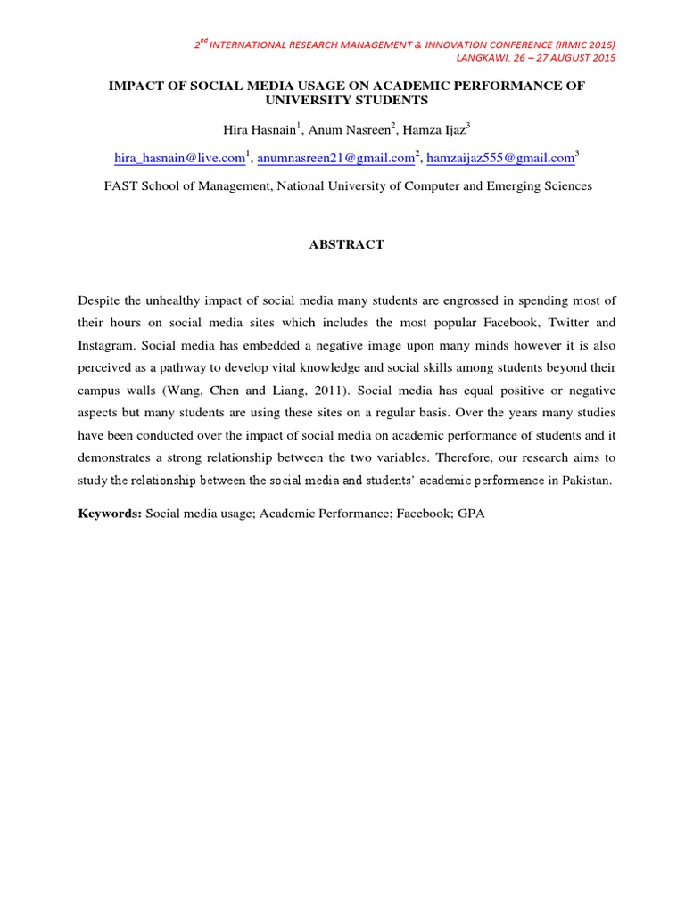 Social Media's Impact on University GPA | PDF | Social Media | Popular ...